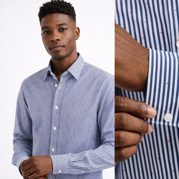 Scotch & Soda Other - Scotch & Soda Amsterdam Blue/White Stripe Button-Down Shirt Men’s Sz 16.5 34/35